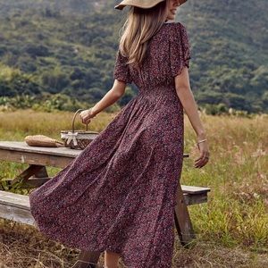 Maroon Floral Dress